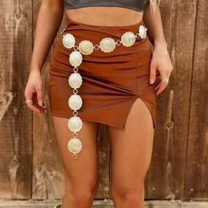 Better Be Copper Satin Pencil Skirt